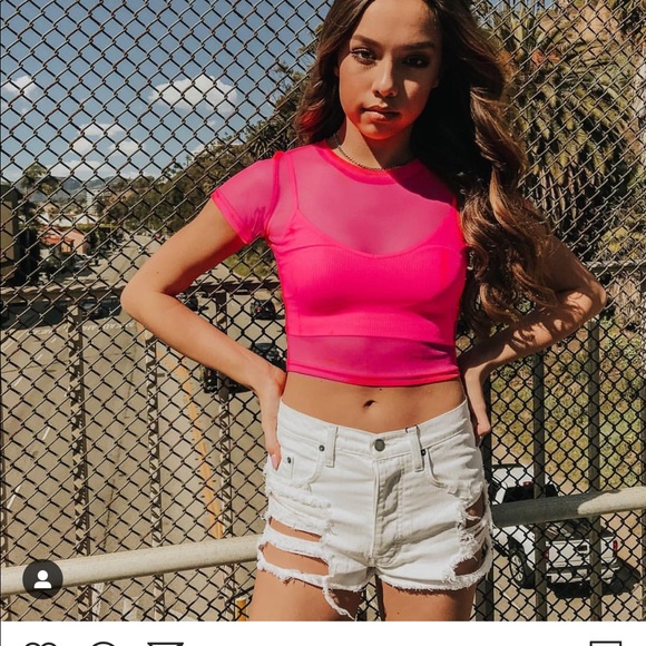 LF Stores emma & sam power mesh crop neon pink - Picture 6 of 8